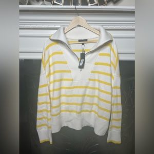 Banana Republic Yellow and White Stripe Sweater XXL